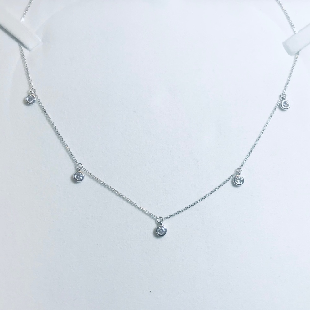 14K White Gold & Genuine Diamond Charm Necklace